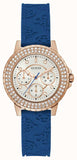 Guess Crown Jewel Diamonds White Dial Blue Rubber Strap Watch for Women - GW0411L2