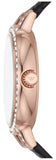 Emporio Armani Cleo Three-Hand Mother of Pearl Dial Black Leather Strap Watch For Women - AR11485