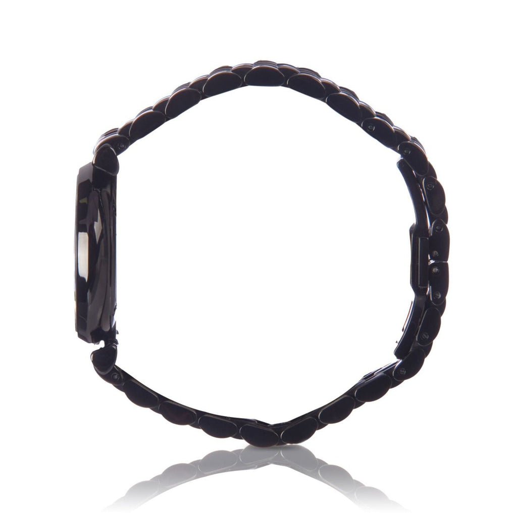 Emporio Armani Gianni T-Bar Quartz Black Mother of Pearl Dial Black Steel Strap Watch For Women - AR11268