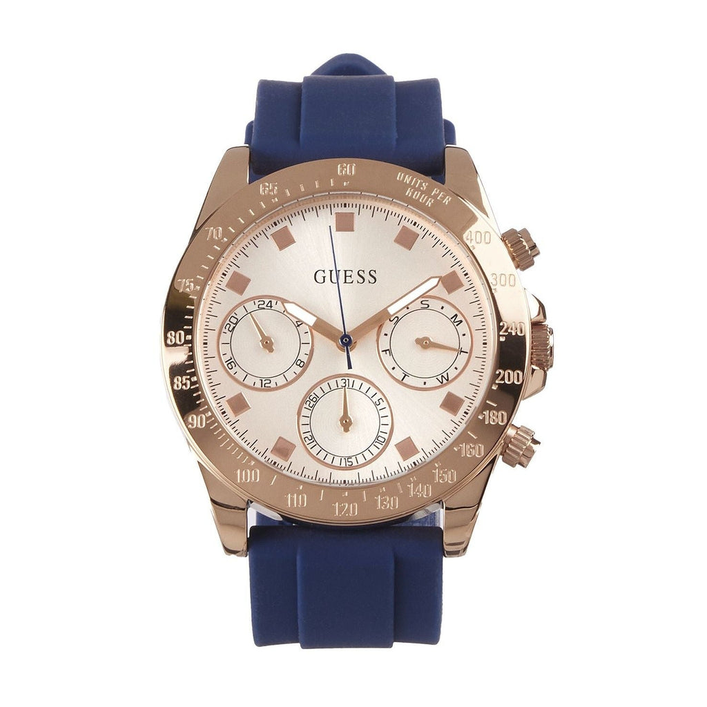 Guess Eclipse White Dial Blue Rubber Strap Watch for Women - GW0315L2