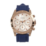 Guess Eclipse White Dial Blue Rubber Strap Watch for Women - GW0315L2