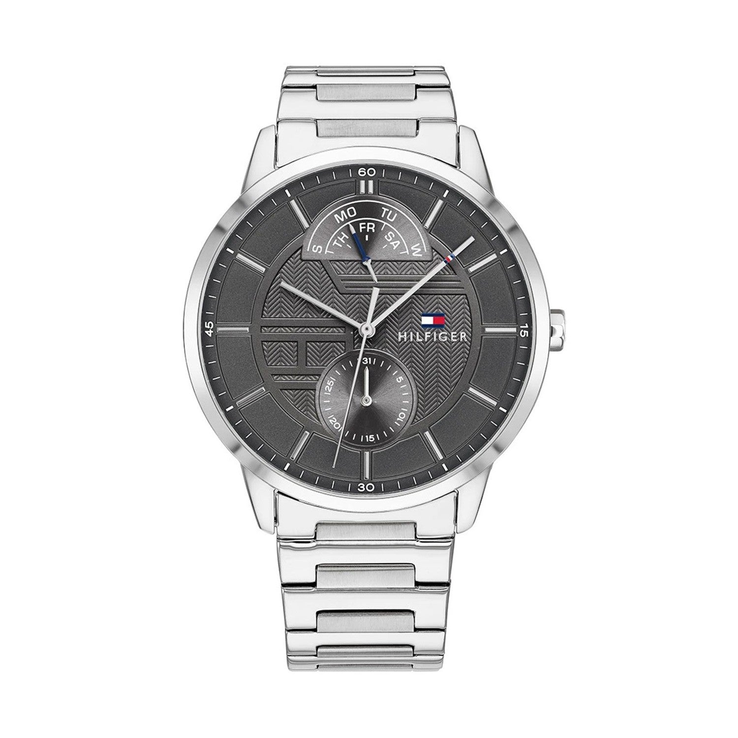Tommy Hilfiger Hunter Grey Dial Silver Steel Strap Watch for Men - 1791608