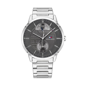 Tommy Hilfiger Hunter Grey Dial Silver Steel Strap Watch for Men - 1791608