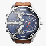 Diesel Mr Daddy Chronograph Blue Dial Brown Leather Strap Watch For Men - DZ7314