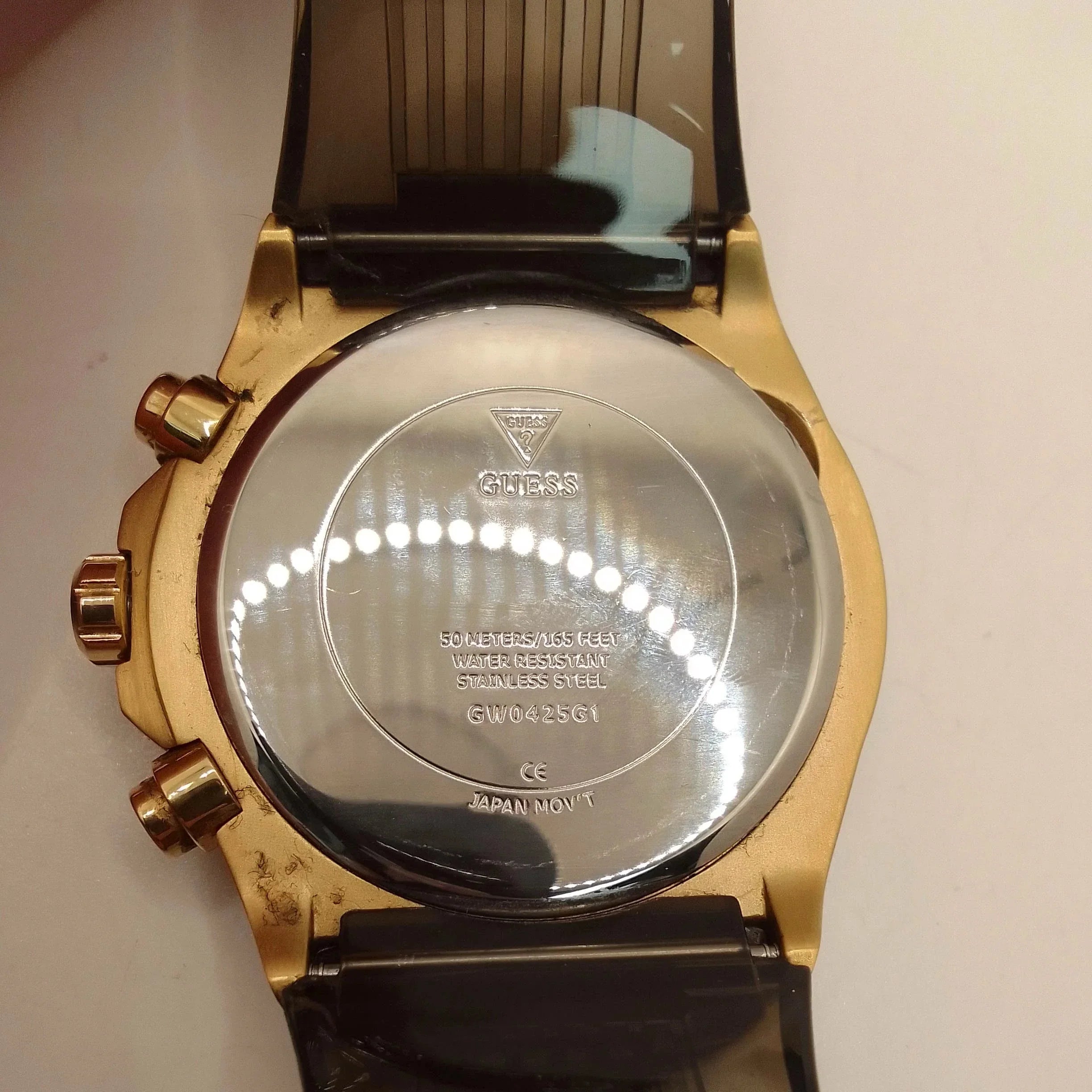 Guess Poseidon Chronograph Black Dial Black Silicone Strap Watch For Men - GW0425G1