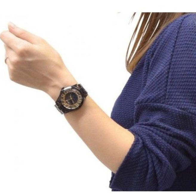 Marc Jacobs Henry Transparent Black Dial Black Steel Strap Watch for Women - MBM3255