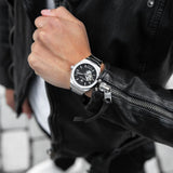 Maserati Stile Skeleton Automatic Black Dial Silver Steel Strap Watch For Men - R8823142002