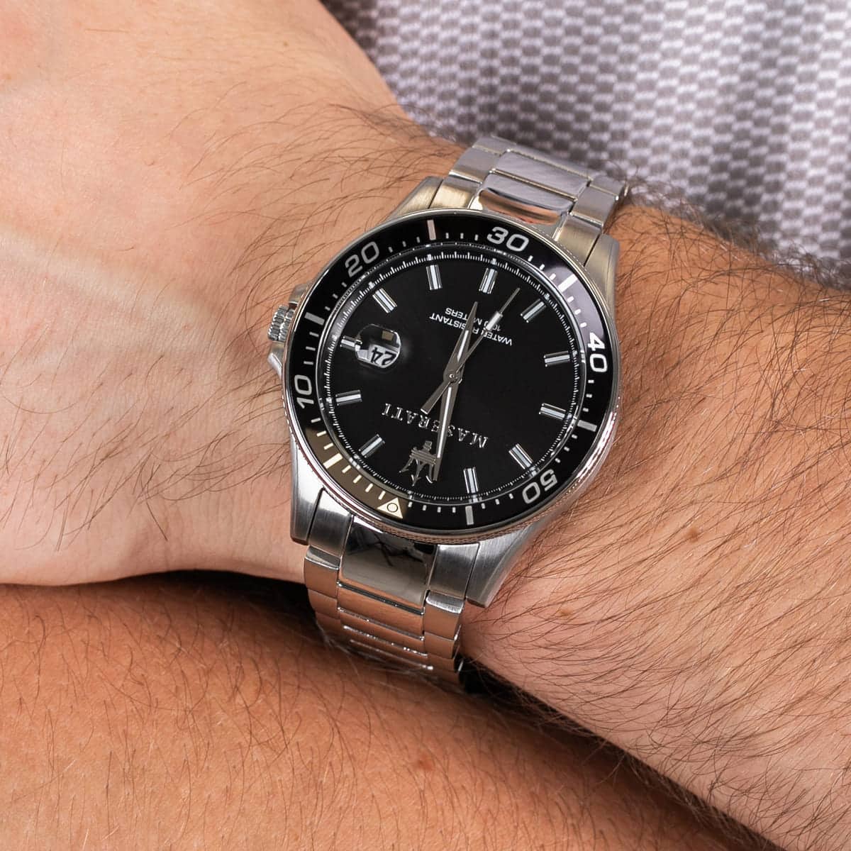 Maserati SFIDA Quartz Black Dial Stainless Steel Watch For Men - R8853140002