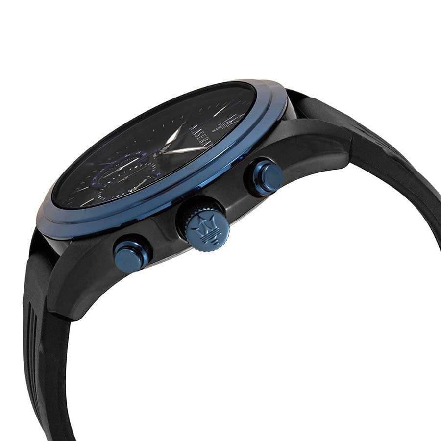 Maserati Traguardo Sports Blue Dial Black Rubber Strap Watch For Men - R8871612006