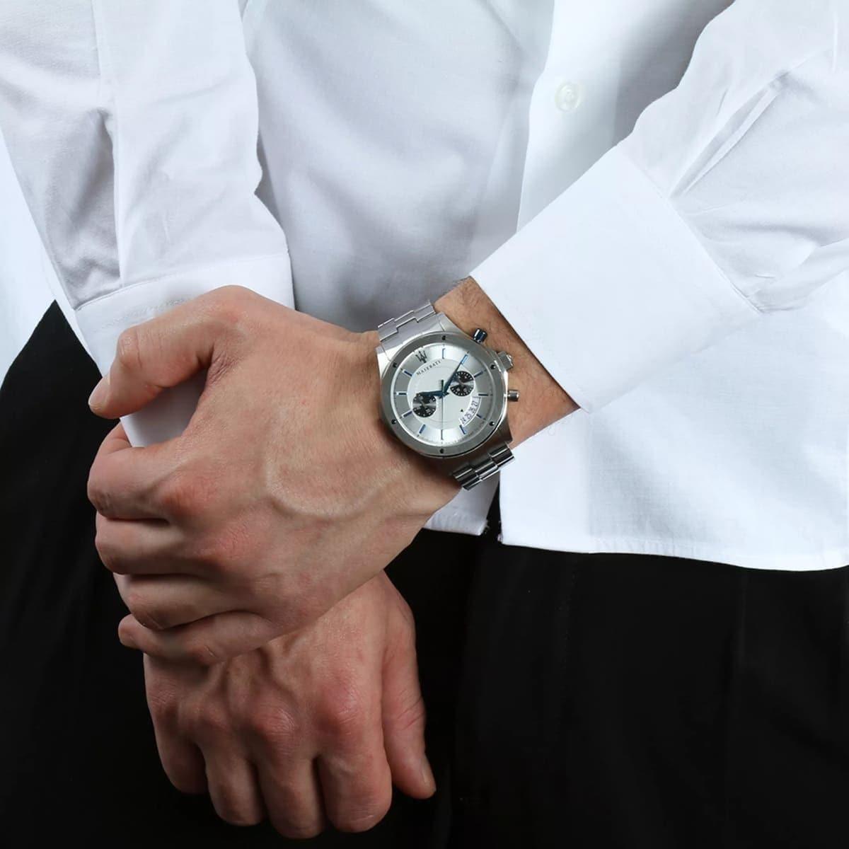 Maserati Circuito Chronograph Silver Dial Silver Steel Strap Watch For Men - R8873627005