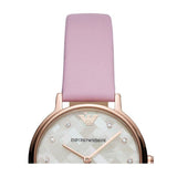 Emporio Armani Kappa Mother Of Pearl White Dial Pink Leather Strap Watch For Women - AR11130