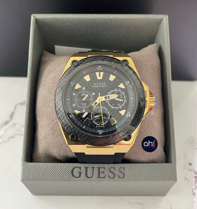 Guess Legacy Black Dial Black Rubber Strap Watch for Men - W1049G5