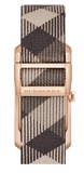 Burberry The Pioneer Rose Gold Dial Haymarket Brown Leather Strap Watch for Women - BU9408