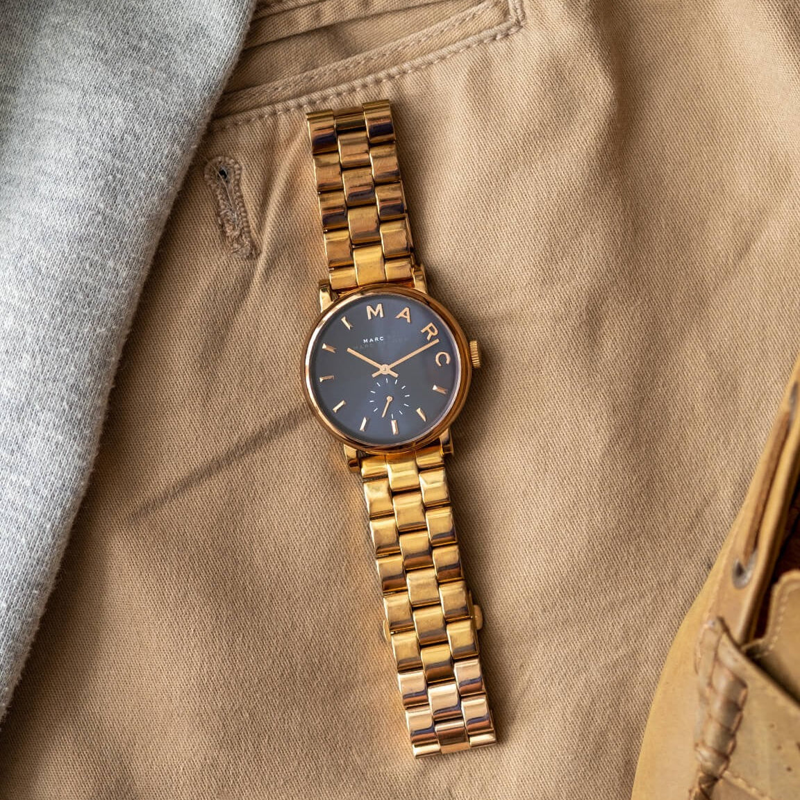 Marc Jacobs Baker Blue Dial Rose Gold Steel Strap Watch for Women - MBM3330