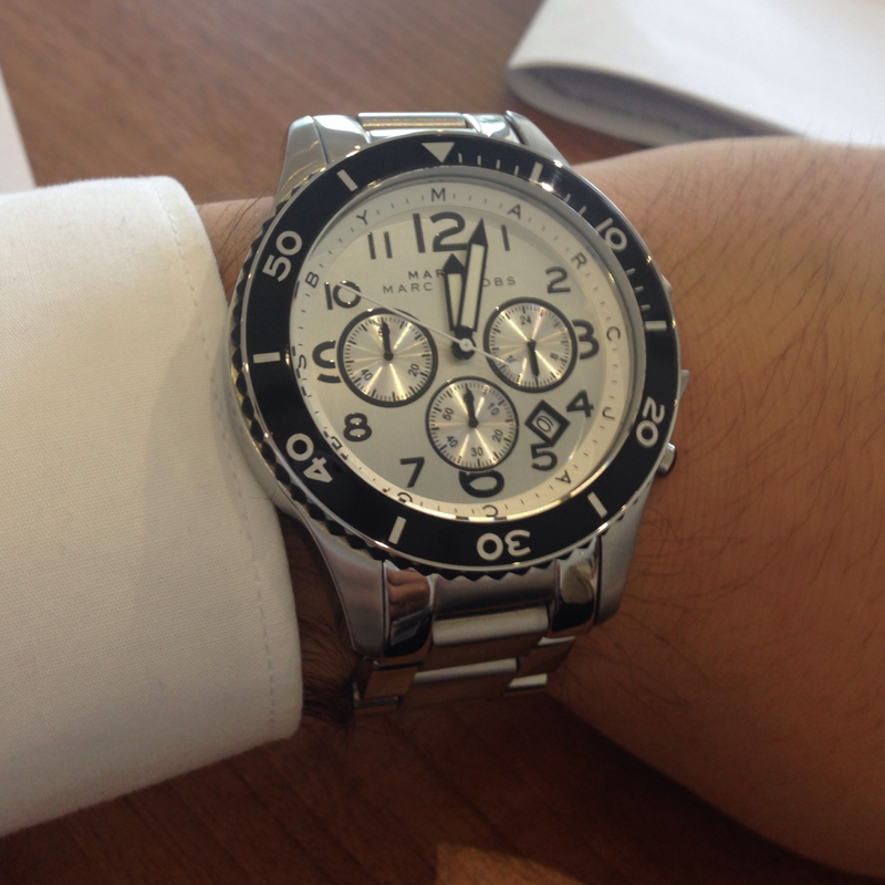 Marc Jacobs Rock Chronograph White Dial Silver Steel Strap Watch for Men - MBM5027