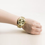 Michael Kors Bradshaw Chronograph Gold Dial Gold Steel Strap Watch For Women - MK5777