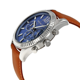 Michael Kors Lexington Chronograph Blue Dial Brown Leather Strap Watch For Men - MK8537