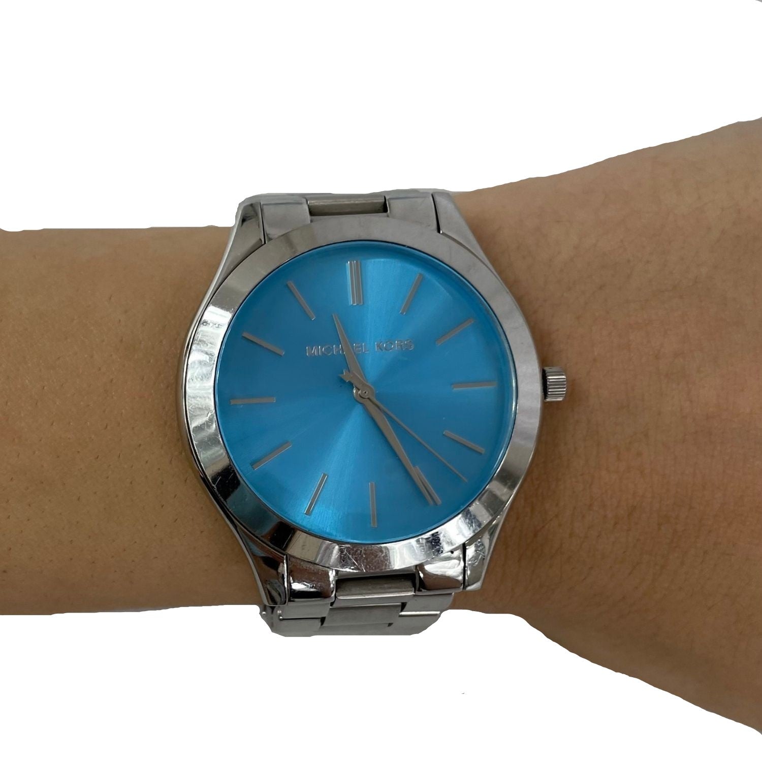 Michael Kors Runway Blue Dial Silver Steel Strap Watch for Women - MK3292
