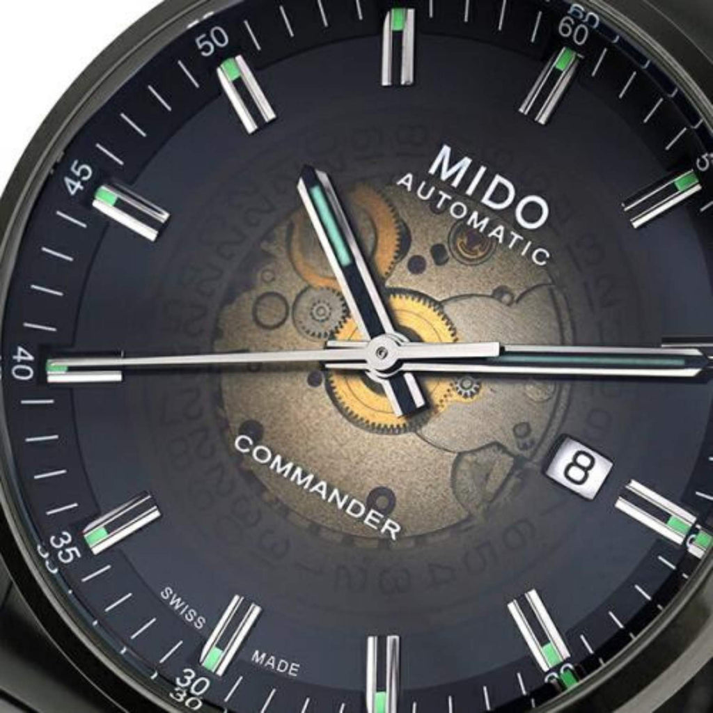 Mido Commander II Automatic Gradient Black Dial Black Steel Strap Watch For Men - M021.407.33.411.00