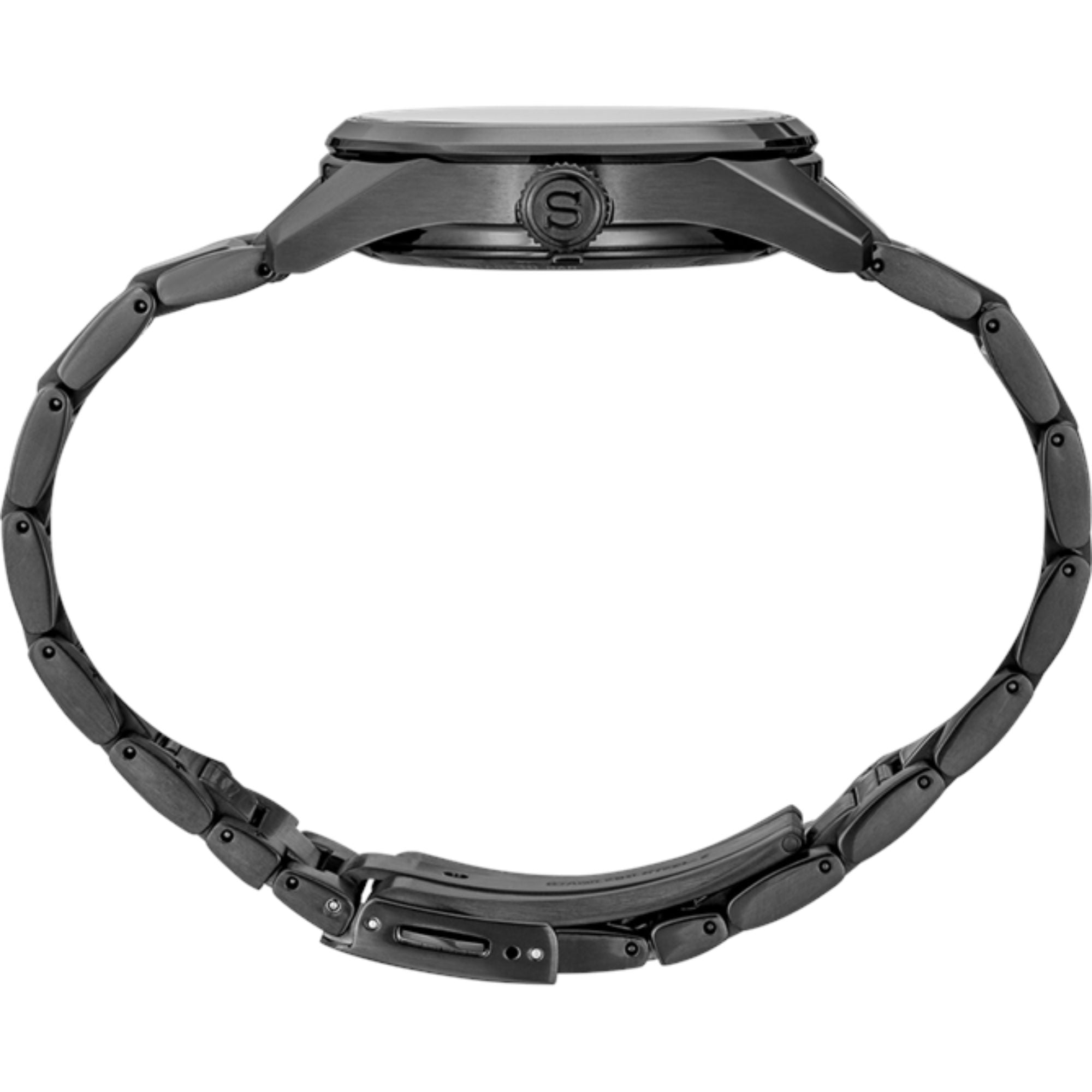 Seiko Presage Sharp Edged Series Black Dial Black Steel Strap Watch For Men - SPB229J1