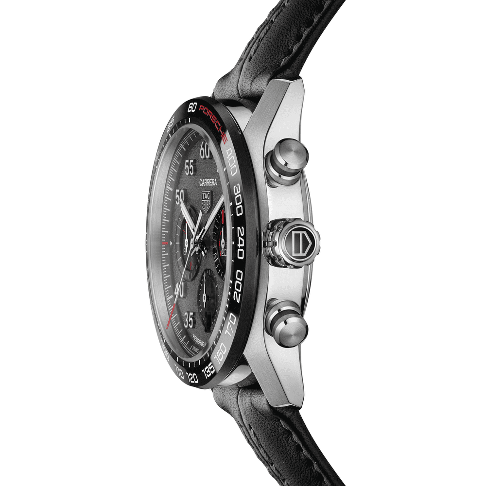Tag Heuer Carrera Porsche Chronograph Special Edition Black Dial Black Leather Strap Watch for Men - CBN2A1F.FC6492