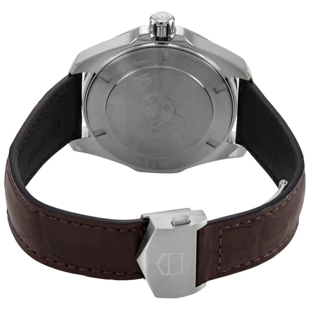 Tag Heuer Aquaracer Caliber 5 Black Dial Brown Leather Strap Watch for Men - WAY201M.FC6474