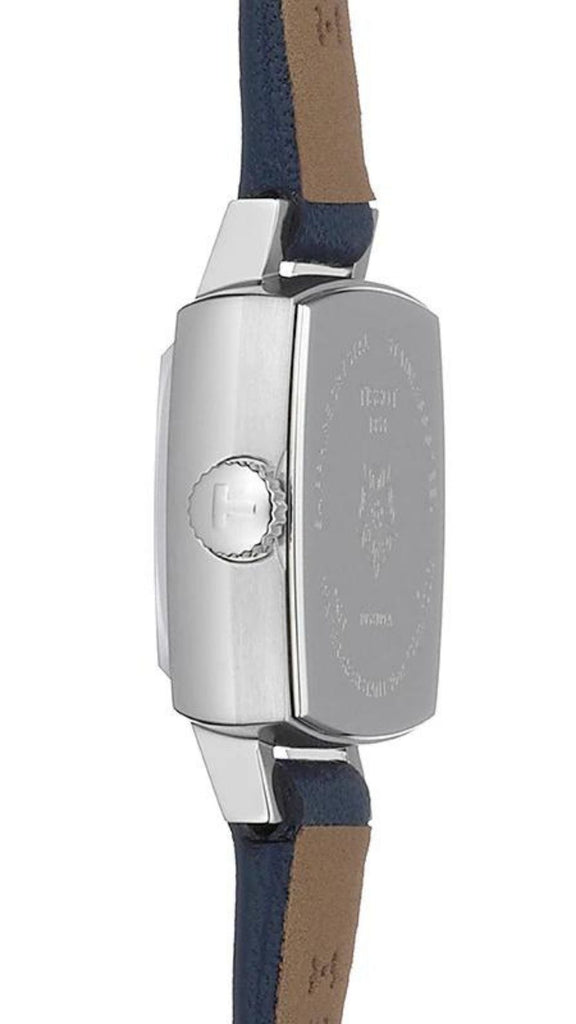 Tissot Lovely Square Silver Dial Blue Leather Strap Watch For Women - T058.109.16.031.00