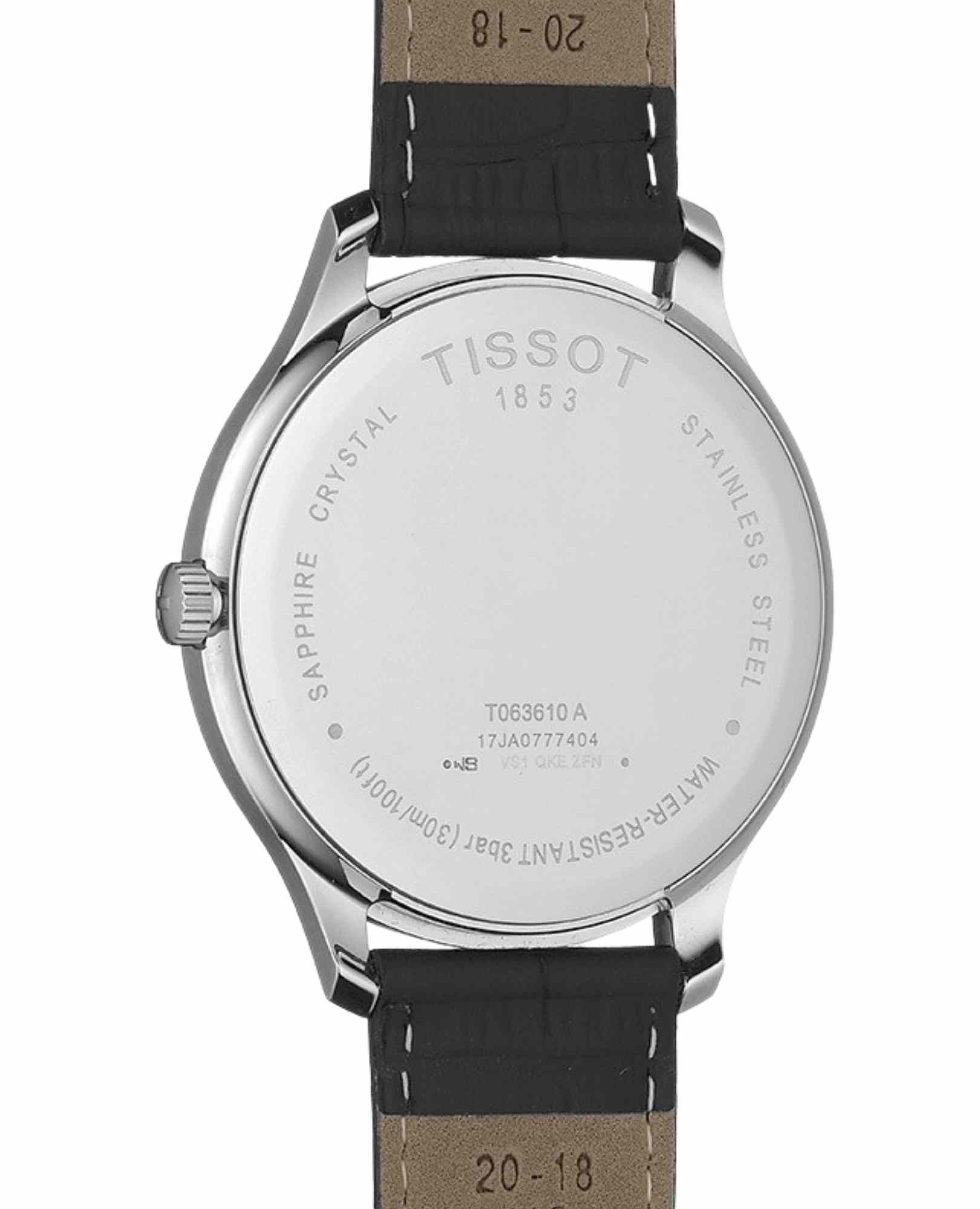 Tissot T Classic Tradition Blue Dial Black Leather Strap Watch For Men - T063.610.16.047.00