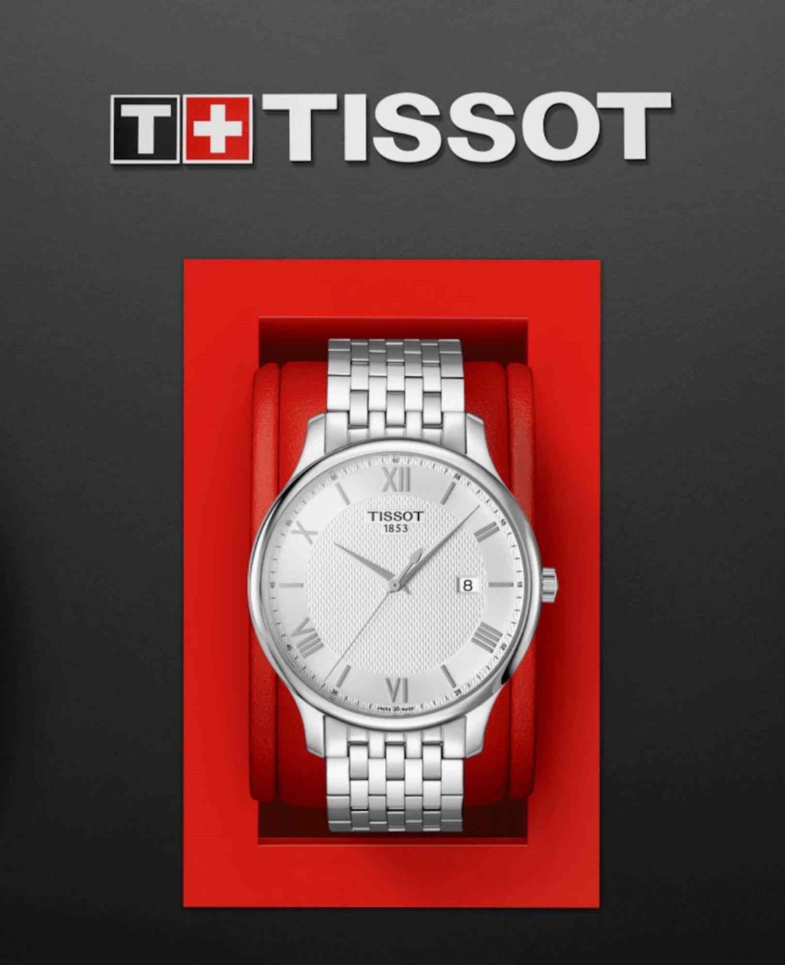 Tissot T Classic Tradition Silver Dial Silver Steel Strap Watch For Men - T063.610.11.038.00