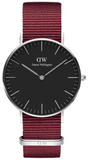 Daniel Wellington Classic Roselyn Black Dial Maroon Nylon Strap Watch For Women - DW00100274