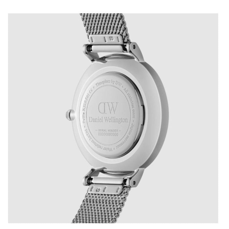 Daniel Wellington Petite Sterling Black Dial Silver Mesh Bracelet Watch For Women - DW00100304