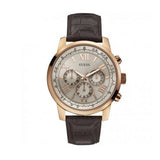 Guess Horizon Quartz Champagne Dial Brown Leather Strap Watch For Women - W0380G4
