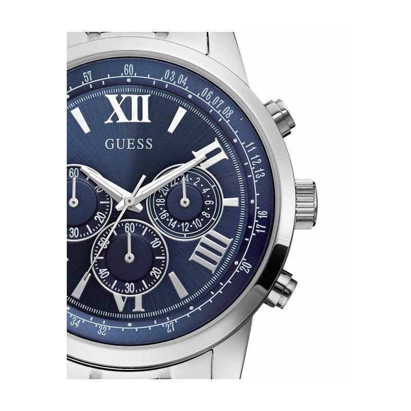 Guess Horizon Chronograph Quartz Blue Dial Silver Steel Strap Watch for Men - W0379G3