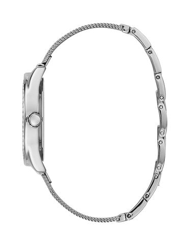 Guess Tri Glitz Quartz Silver Dial Silver Mesh Bracelet Watch For Women - W1142L1