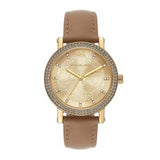Michael Kors Corey Analog Gold Dial Brown Leather Strap Watch for Women - MK2986