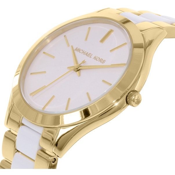 Michael Kors Slim Runway Quartz White Dial Two Tone Steel Strap Watch For Women - MK4295