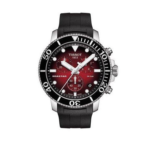 Tissot Seastar 1000 Chronograph Red Dial Black Rubber Strap Watch For Men - T120.417.17.421.00