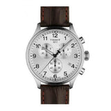 Tissot T Sport Chrono XL Classic Silver Dial Brown Leather Strap Watch For Men - T116.617.16.037.00