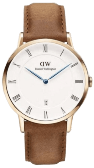 Daniel Wellington Dapper Durham White Dial Brown Leather Strap Watch For Men - DW00100115