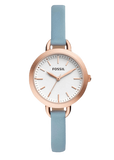 Fossil Classic White Dial Blue Leather Strap Watch for Women - BQ3327