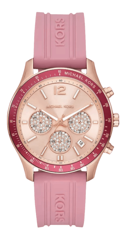 Michael Kors Berkley Quartz Rose Gold Dial Pink Rubber Strap Watch for Women - MKO1039
