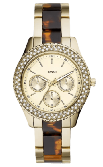 Fossil Stella Multifunction Gold Dial Two Tone Steel Strap Watch for Women - ES4756