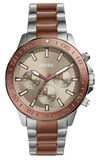 Fossil Bannon Multifunction Brown Dial Two Tone Steel Strap Watch for Men - BQ2502