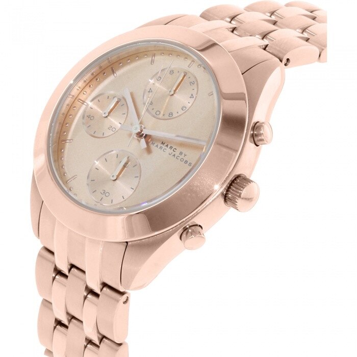 Marc Jacobs Peeker Chronograph Rose Gold Dial Rose Gold Steel Strap Watch for Women - MBM3394