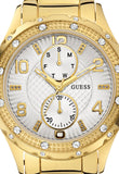 Guess Siren Diamonds Silver Dial Gold Steel Strap Watch for Women - W0442L2