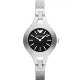 Emporio Armani Classic Quartz Black Dial Silver Steel Strap Watch For Women - AR7328