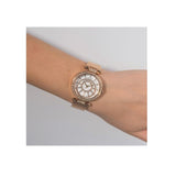 Guess Muse Quartz Silver Dial Rose Gold Steel Strap Watch For Women - W1008L3