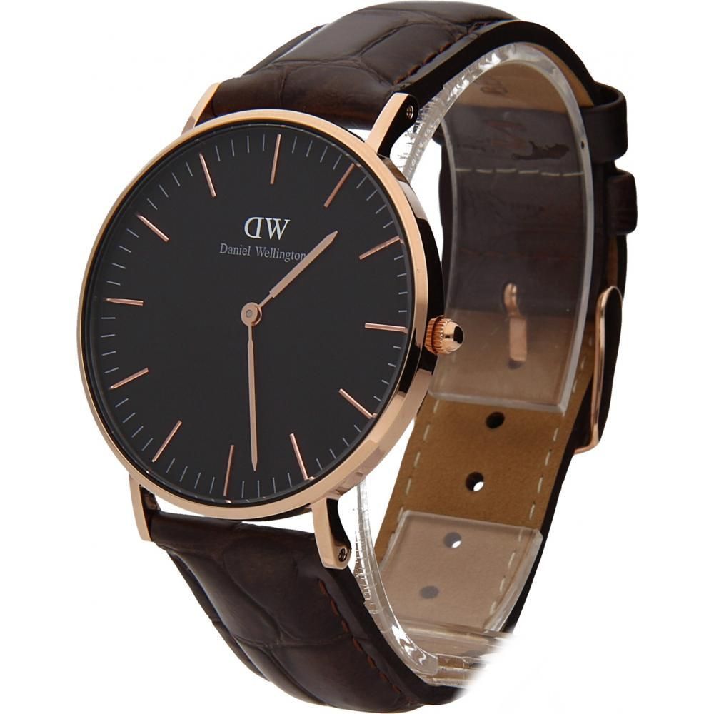Daniel Wellington Classic York Black Dial Brown Leather Strap Watch For Women - DW00100140