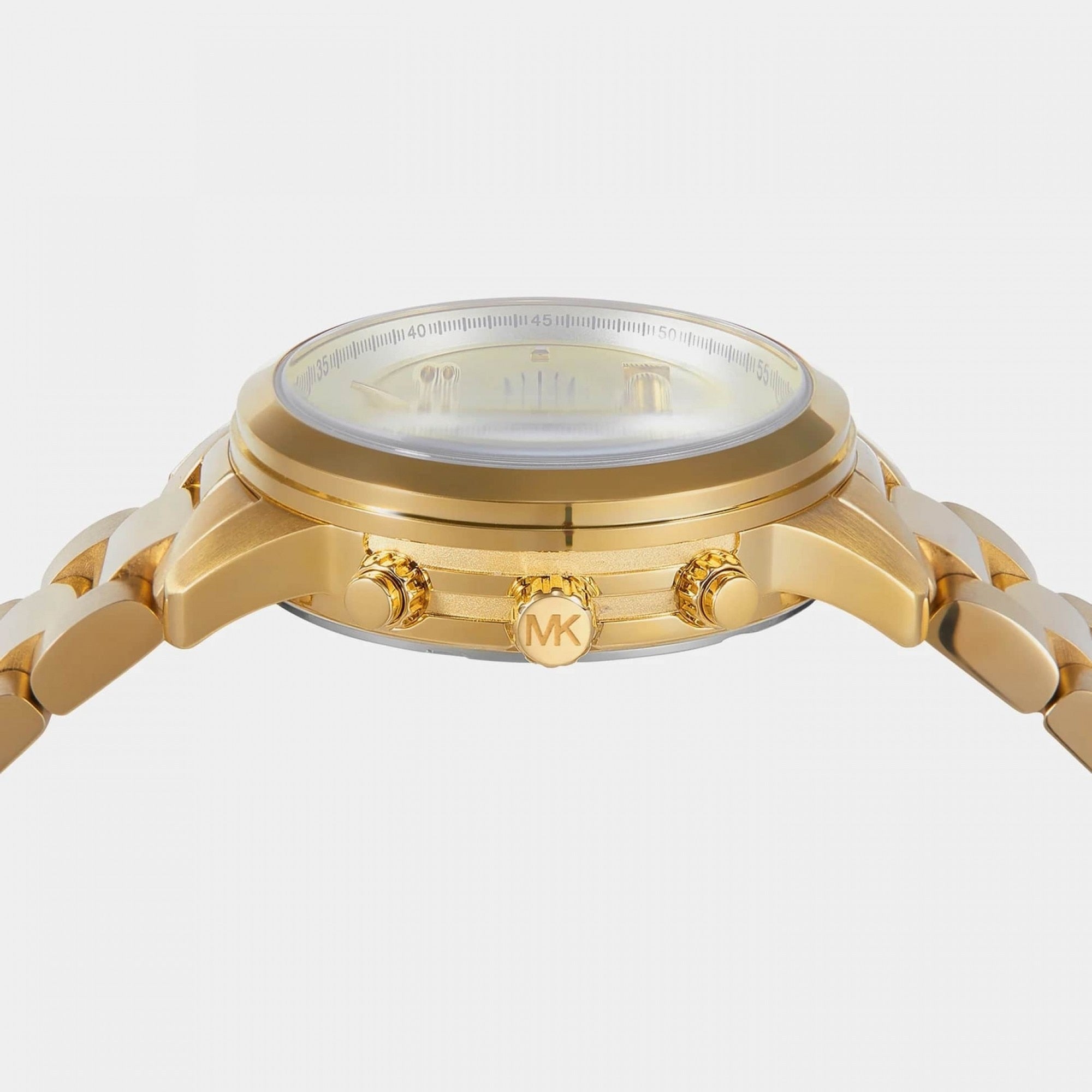 Michael Kors Runway Chronograph Analog Gold Dial Gold Steel Strap Watch for Women - MK7452