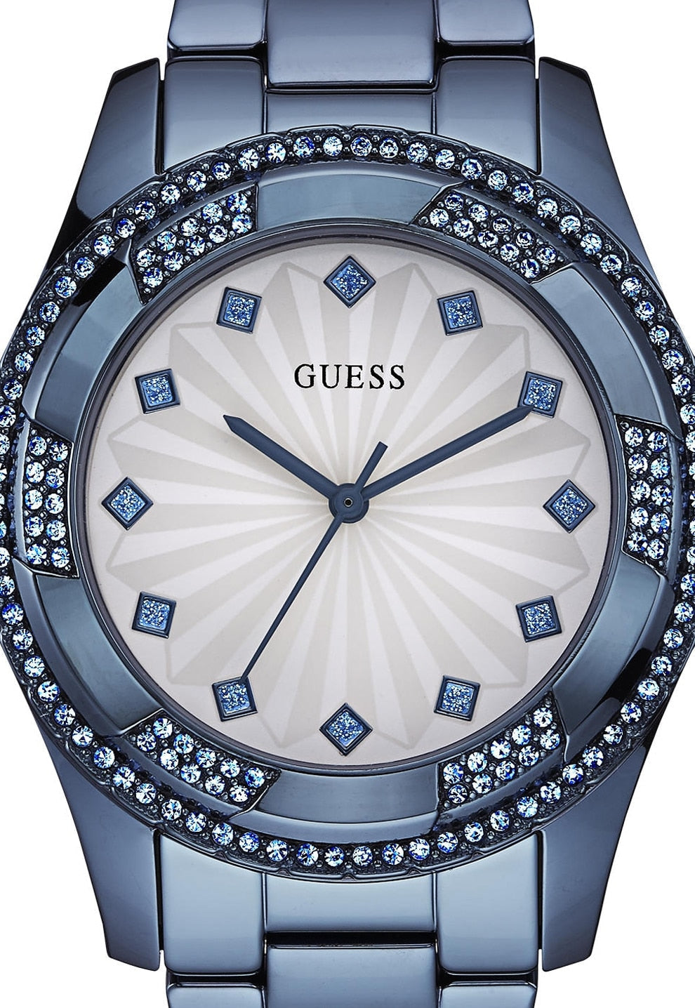 Guess Pinwheel Analog Silver Dial Blue Steel Strap Watch for Women - W0702L1